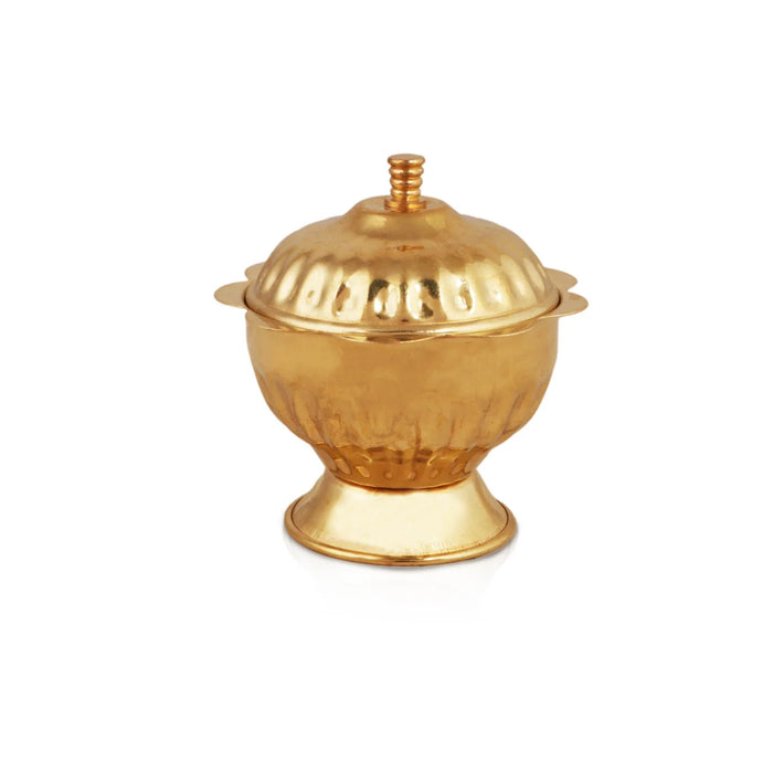 Brass Kumkum Pot - 2.5 x 2.25 Inches | Sindoor Pot/ Kumkum Bowl for Pooja/ 30 Gms Approx