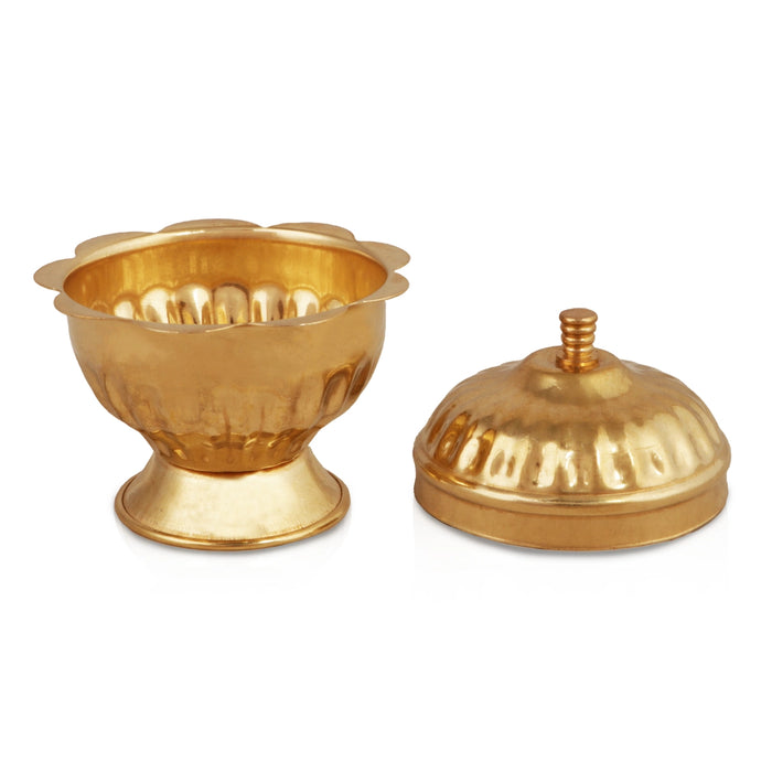 Brass Kumkum Pot - 2.5 x 2.25 Inches | Sindoor Pot/ Kumkum Bowl for Pooja/ 30 Gms Approx