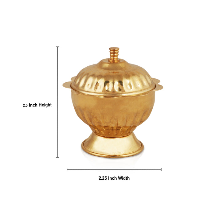 Brass Kumkum Pot - 2.5 x 2.25 Inches | Sindoor Pot/ Kumkum Bowl for Pooja/ 30 Gms Approx