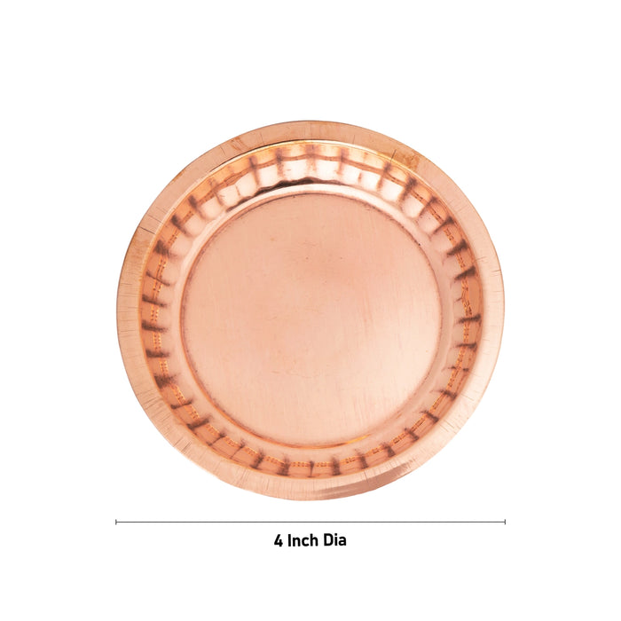 Copper Plate - 4 Inches | Pooja Thali Plate/ Pooja Plate for Home