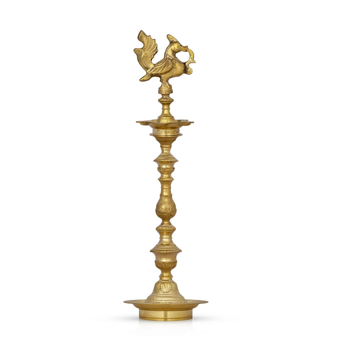 Kuthu Vilakku - 28 x 8 Inches | Annapakshi Design Brass Lamp/ 5 Face Brass Deepam for Pooja