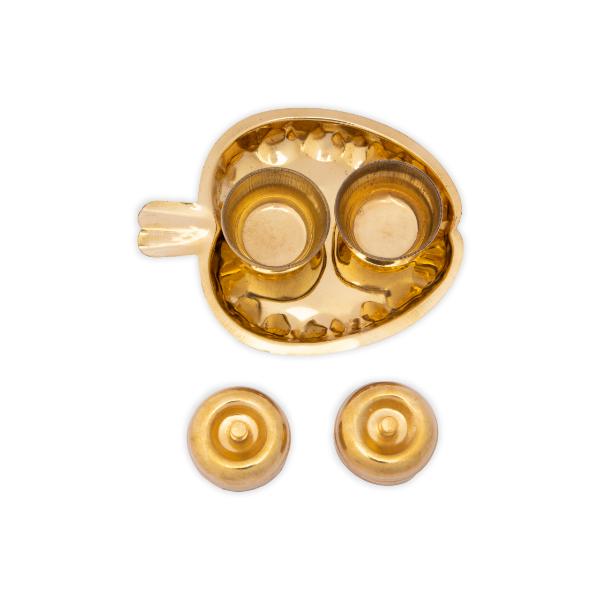 2 Kumkum Box With Plate - 1.5 x 5 Inches | Brass Kumkum Bharani/ Leaf Design Sindoor Pot for Pooja