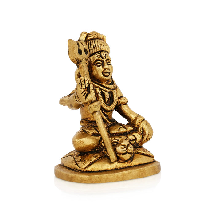 Shivan Sitting On Base Murti - 3 x 2 Inches | Antique Brass Idol/ Mahadev Statue For Pooja