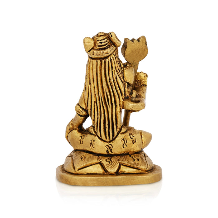 Shivan Sitting On Base Murti - 3 x 2 Inches | Antique Brass Idol/ Mahadev Statue For Pooja