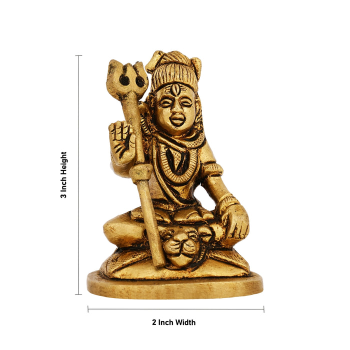 Shivan Sitting On Base Murti - 3 x 2 Inches | Antique Brass Idol/ Mahadev Statue For Pooja