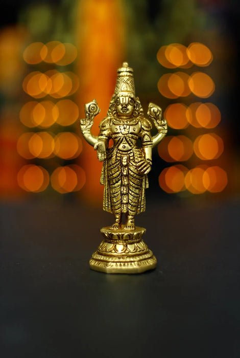 Balaji Standing - 5.5 Inch | Antique Brass Statue/ Balaji Idols for Pooja/ 460 Gms Approx