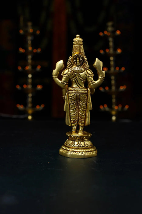 Balaji Standing - 5.5 Inch | Antique Brass Statue/ Balaji Idols for Pooja/ 460 Gms Approx