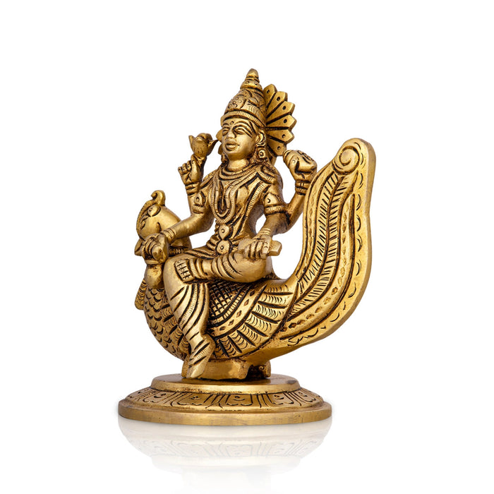Gayatri Devi Sitting On Annam - 5.5 x 4.5 Inches | Antique Brass Idol/ Gayathri Devi for Worship