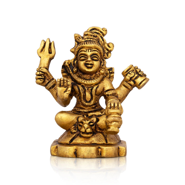 Shiva Statue Standing On Base - 2.75 x 2 Inches | Antique Brass Idol/ Shiv Idol for Pooja