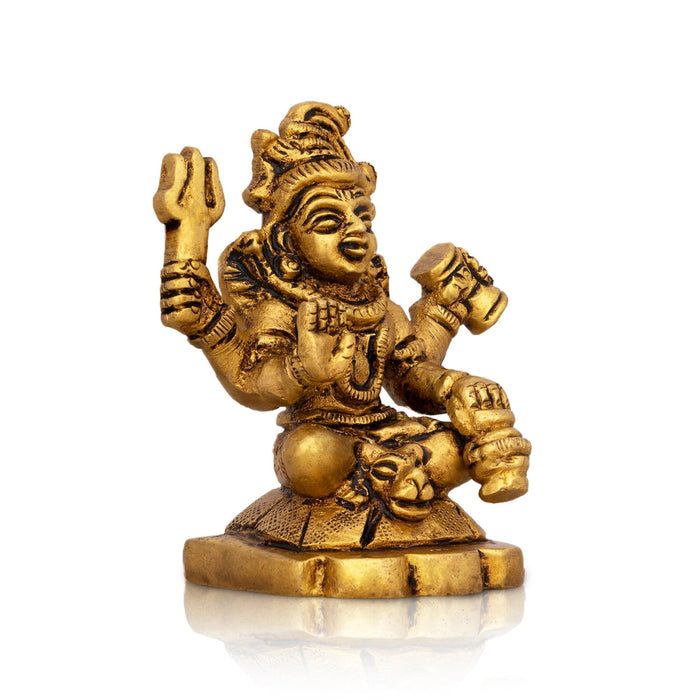 Shiva Statue Standing On Base - 2.75 x 2 Inches | Antique Brass Idol/ Shiv Idol for Pooja