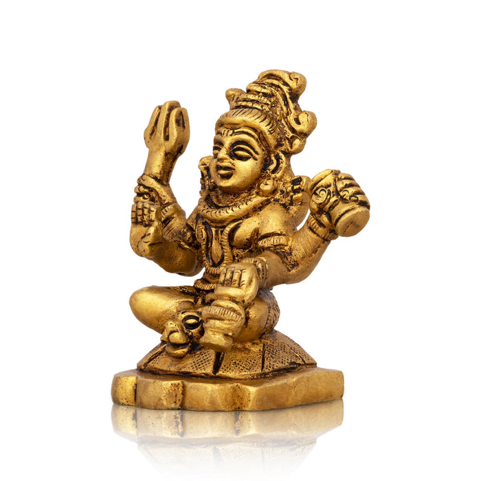 Shiva Statue Standing On Base - 2.75 x 2 Inches | Antique Brass Idol/ Shiv Idol for Pooja