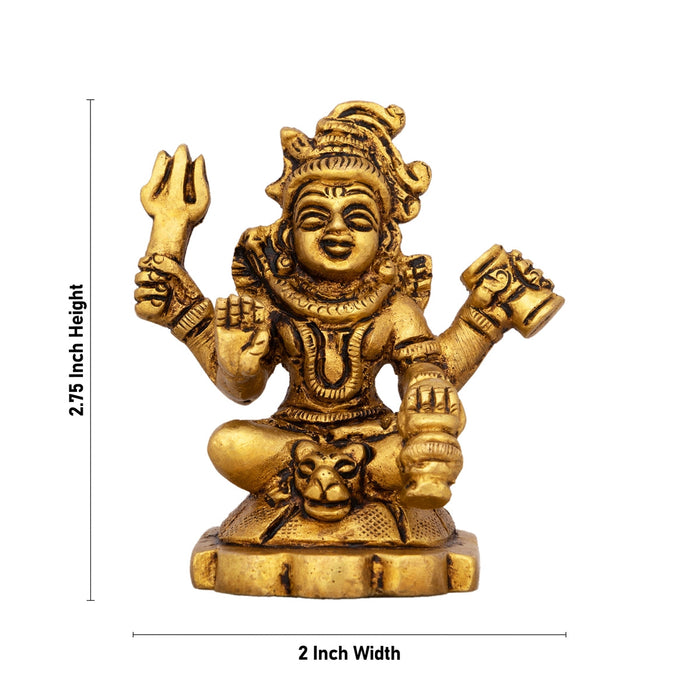 Shiva Statue Standing On Base - 2.75 x 2 Inches | Antique Brass Idol/ Shiv Idol for Pooja