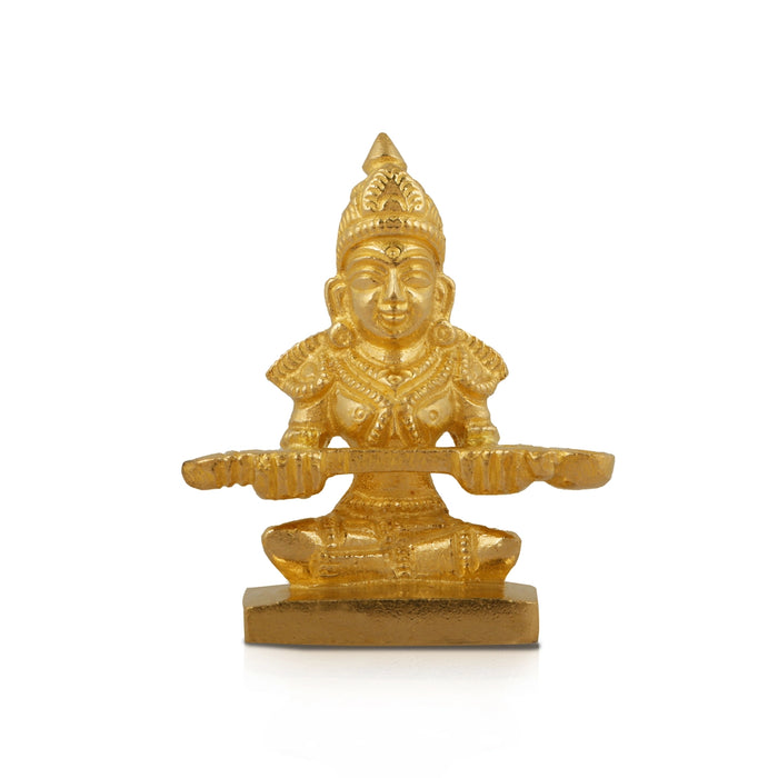 Annapoorni Sitting On Base Statue - 2 x 1.75 Inches | Brass Idol/ Annapoorani devi Murti