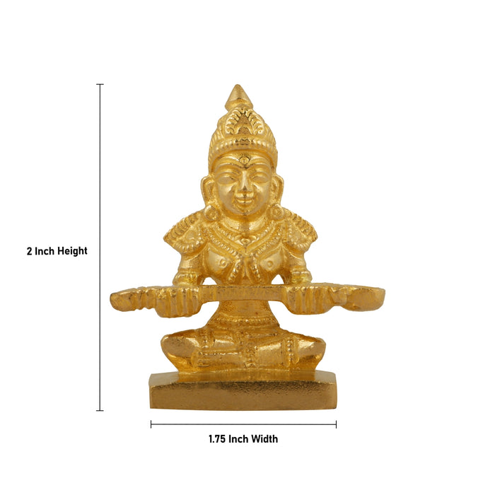 Annapoorni Sitting On Base Statue - 2 x 1.75 Inches | Brass Idol/ Annapoorani devi Murti