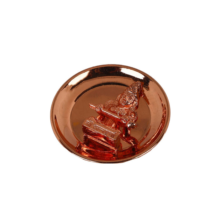 Copper Plate With Annapoorani Idol - 2 Inches | Annapurna Devi Statue/ Annapurna Murti For Rituals & Offerings