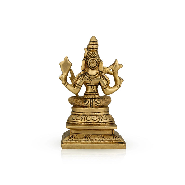 Kamakshi Idol Sitting On Base - 5 x 3 Inches | Antique Brass Idol/ Kamatchi Amman Statue for Pooja