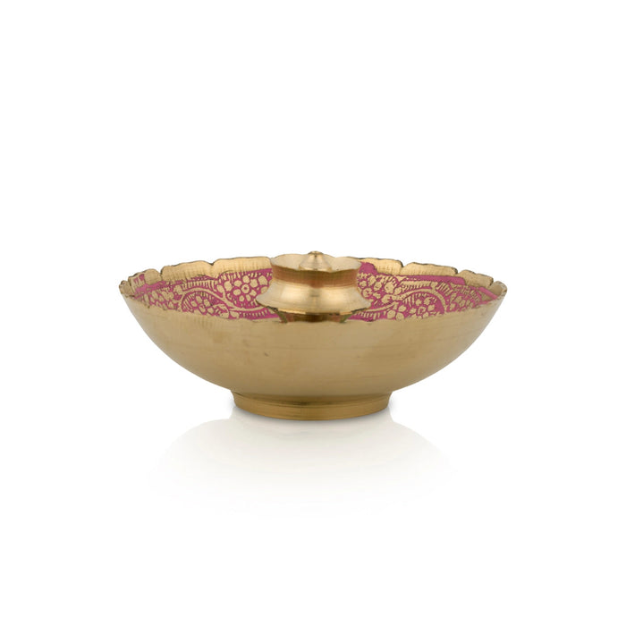 Incense Stick Holder With Bowl - 1.5 x 3.5 Inches | Brass Agarbatti Stand/ Incense Stand for Pooja