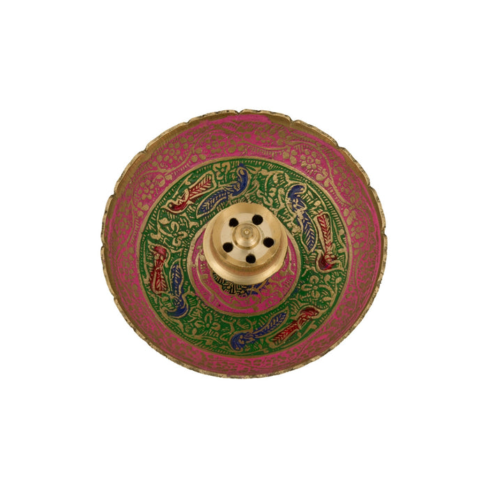 Incense Stick Holder With Bowl - 1.5 x 3.5 Inches | Brass Agarbatti Stand/ Incense Stand for Pooja