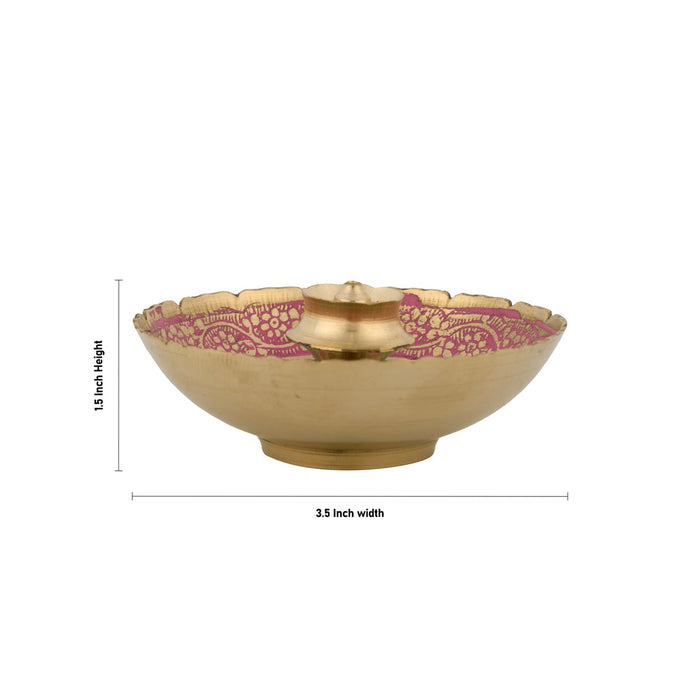 Incense Stick Holder With Bowl - 1.5 x 3.5 Inches | Brass Agarbatti Stand/ Incense Stand for Pooja