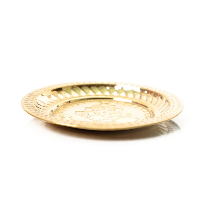 Brass Plate - 4.5 Inches | Beading Design Thali Plate for Pooja/ 20 Gms Approx