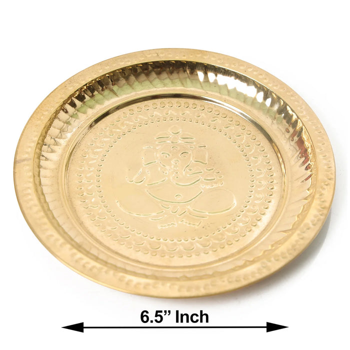 Brass Plate - 7 Inches | Beading Design Thali Plate for Pooja/ 40 Gms Approx