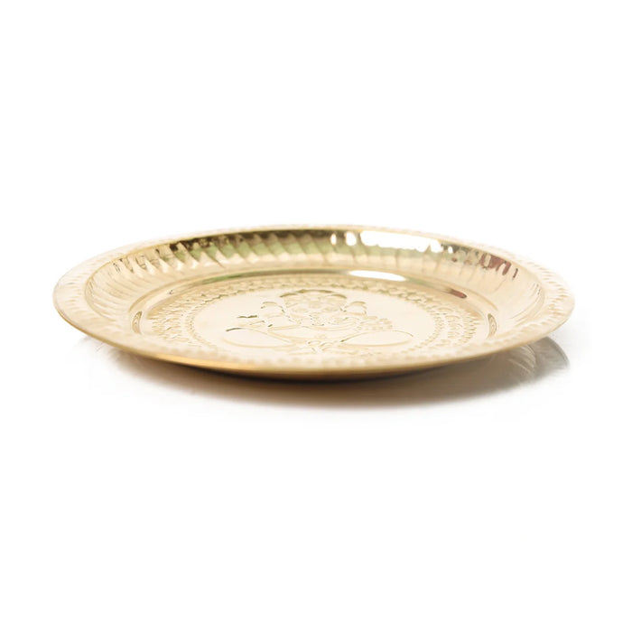 Brass Plate - 7 Inches | Beading Design Thali Plate for Pooja/ 40 Gms Approx