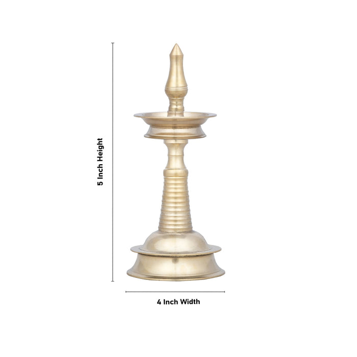 Brass Kerala Lamp - 5 x 4 Inches | Brass Kuthuvilakku/ Nilavilakku for Pooja/ 200 Gms Approx