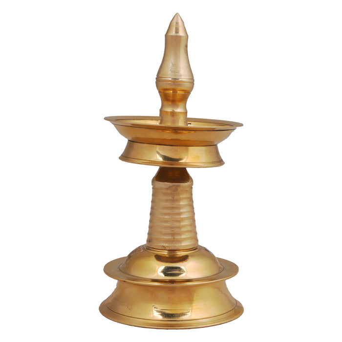 Kerala Kuthu Vilakku - 6.5 x 3 Inches | Kerala nilavilakku/ Brass Lamp/ Kerala Diya for Pooja