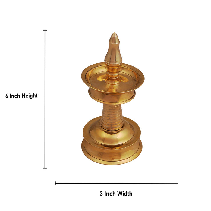 Kerala Kuthu Vilakku - 6.5 x 3 Inches | Kerala nilavilakku/ Brass Lamp/ Kerala Diya for Pooja