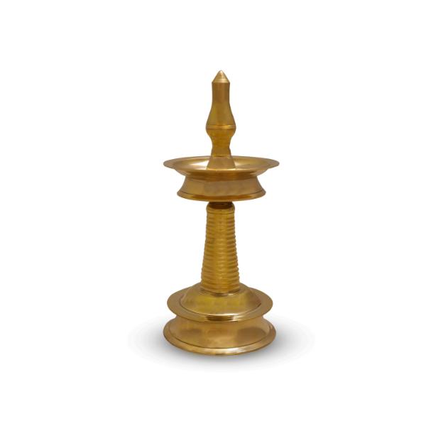 Kerala Vilakku - 8.5 x 3.5 Inches | Kerala Kuthu Vilakku/ Brass Lamp for Pooja/ 440 Gms Approx