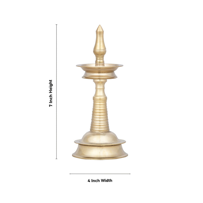 Kerala Kuthu Vilakku - 7 x 4 Inches | Kerala nilavilakku/ Brass Lamp/ Kerala Diya for Pooja