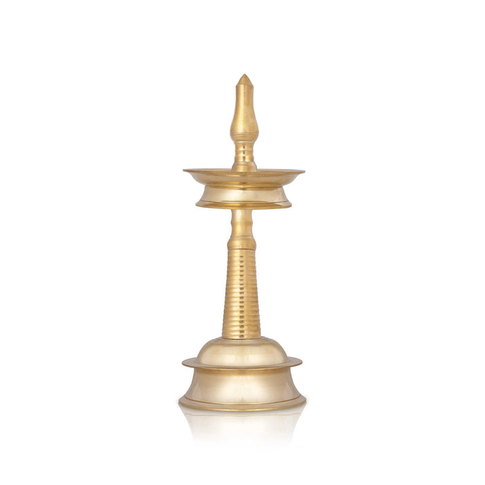 Kerala Vilakku - 10 x 4 Inches | Brass Deepam/ Kerala Lamp/ Kerala Kuthu Vilakku for Pooja/ 580 Gms Approx