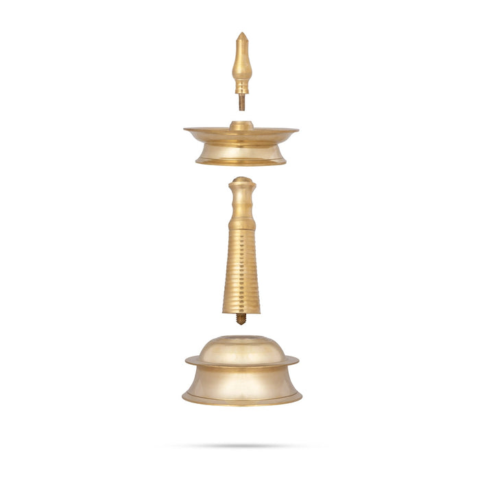 Kerala Vilakku - 10 x 4 Inches | Brass Deepam/ Kerala Lamp/ Kerala Kuthu Vilakku for Pooja/ 580 Gms Approx