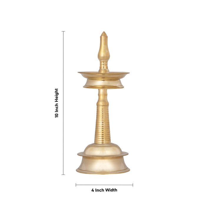Kerala Vilakku - 10 x 4 Inches | Brass Deepam/ Kerala Lamp/ Kerala Kuthu Vilakku for Pooja/ 580 Gms Approx