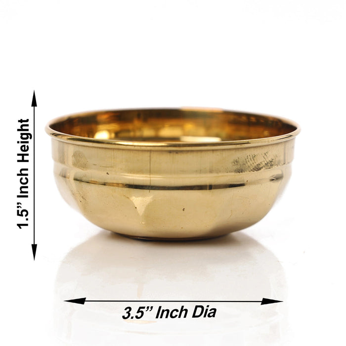Brass Bowl - 1.5 x 3.5 Inches | Small Bowl/ Brass Cup/ Small Cup/ Pooja Bowl for Home