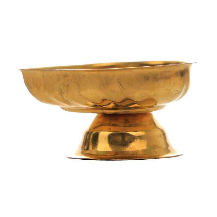 Brass Lamp With Base - 1.5 x 2.5 Inches | One Mukh Brass Pooja Diya/ Brass Deepam for Home