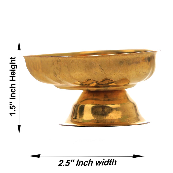 Brass Lamp With Base - 1.5 x 2.5 Inches | One Mukh Brass Pooja Diya/ Brass Deepam for Home