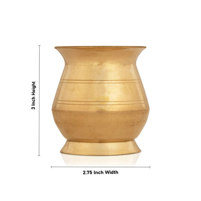Brass Lota - 3 x 2.75 Inches | Brass Kalash Pot/ Brass Chombu/ Kalasam for Pooja