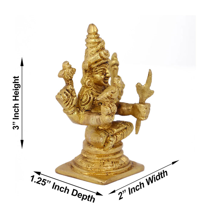 Kamatchi Amman Statue - 3 Inches | Antique Brass Statue/ Kamakshi Amman Idol for Pooja/ 180 Gms Approx