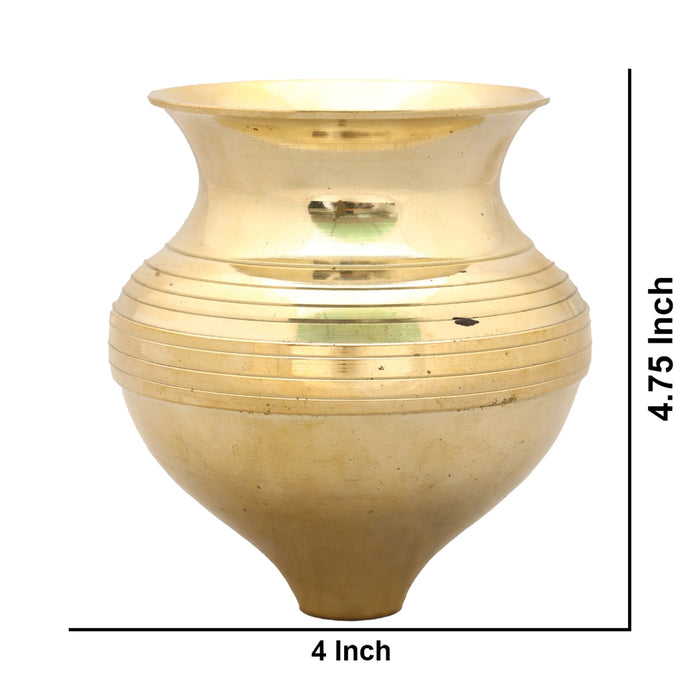 Abhishek Loti - 4.75 x 4 Inches | Brass Lota/ Jaladhari Pot for Shivling Puja/ 480 Gms Approx