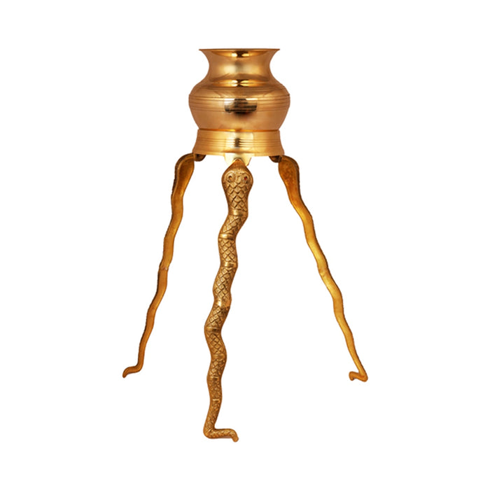 Abhishek Loti With Jaladhari Stand - 7 x 6 Inches | Brass Lota With Tripai Stand for Pooja/ 360 Gms Approx