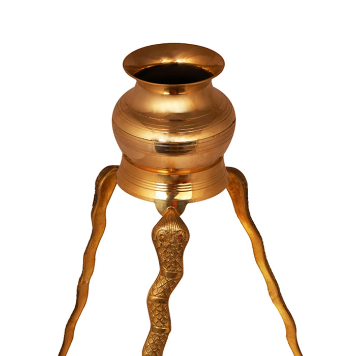 Abhishek Loti With Jaladhari Stand - 7 x 6 Inches | Brass Lota With Tripai Stand for Pooja/ 360 Gms Approx