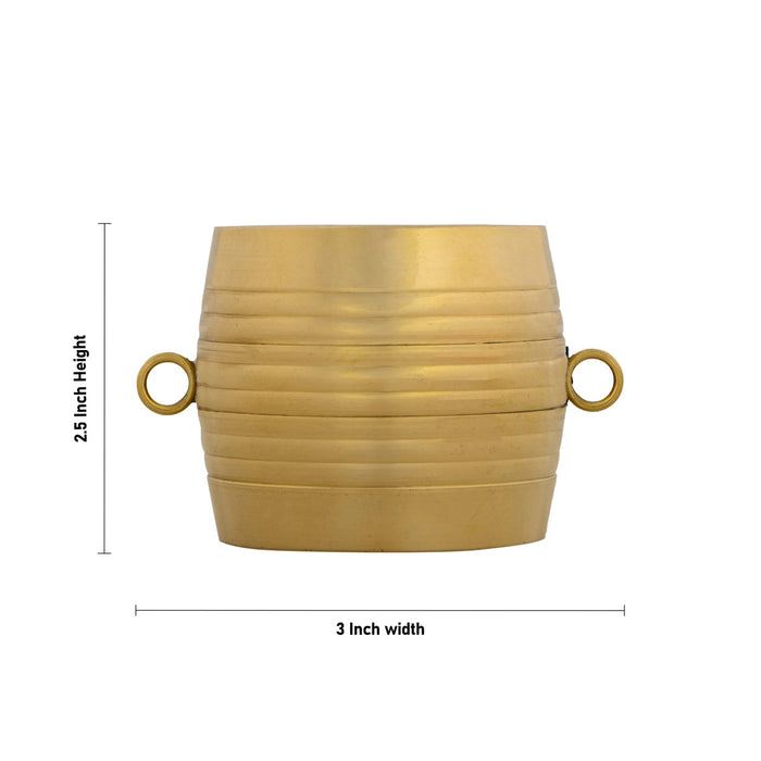 Brass Para With Handle - 2.5 x 3 Inches | Kerala Nirapara/ Changazh/ Idangazhi for Pooja