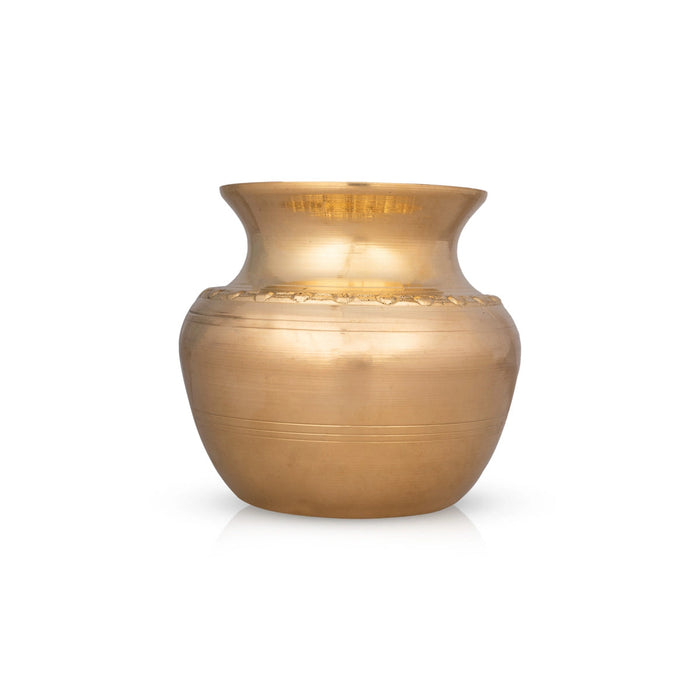 Brass Lota - 4.75 x 4.5 Inches | Brass Chombu/ Rudraksh Design Kalasam/ Kalash Pot for Pooja