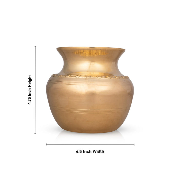 Brass Lota - 4.75 x 4.5 Inches | Brass Chombu/ Rudraksh Design Kalasam/ Kalash Pot for Pooja