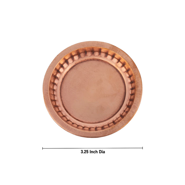 Copper Plate - 3.25 Inches | Sargam Design Pooja Plate / Thali Plate for Home