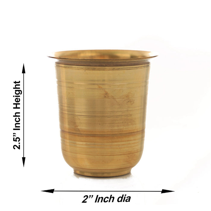 Brass Tumbler - 2.5 x 2 Inches | Brass Cup/ Coffee Tumbler For Traditional Drinking