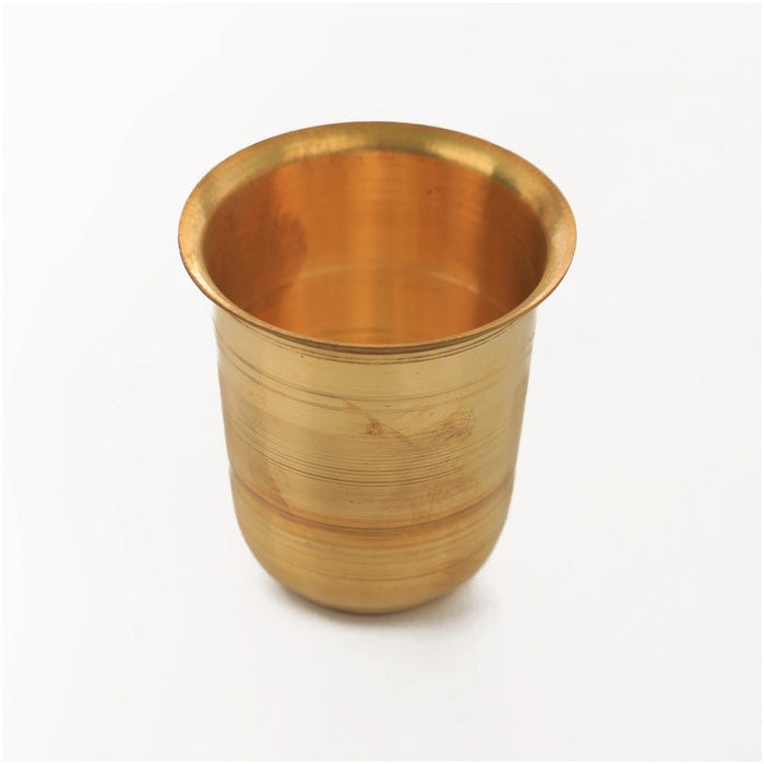 Brass Tumbler - 2.5 x 2 Inches | Brass Cup/ Coffee Tumbler For Traditional Drinking