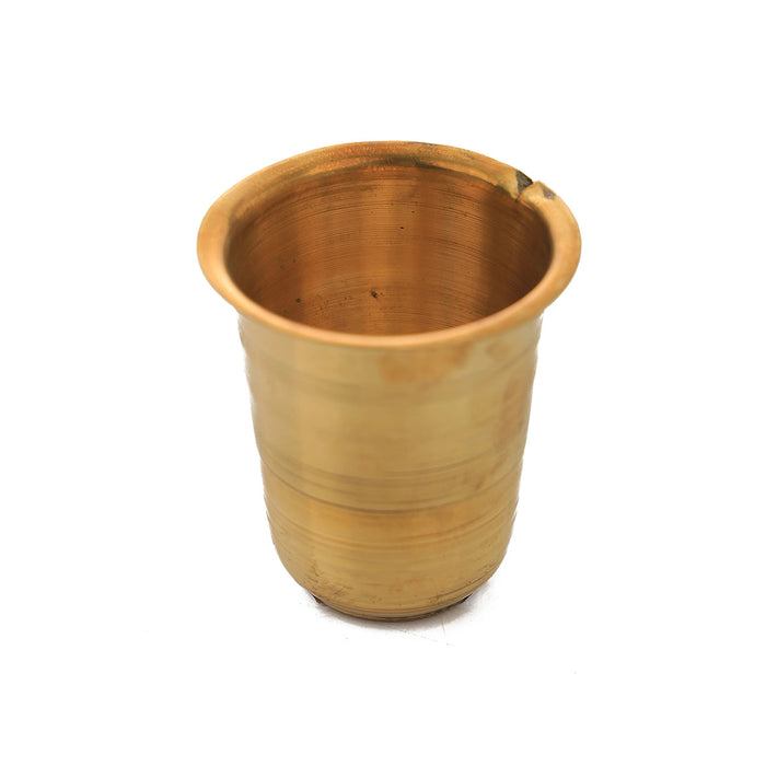 Brass Tumbler - 2.7 x 2.5 Inches | Brass Cup/ Coffee Tumbler For Daily Use & Ritual Serving