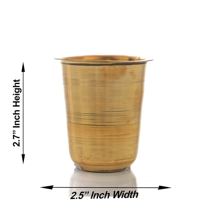 Brass Tumbler - 2.7 x 2.5 Inches | Brass Cup/ Coffee Tumbler For Daily Use & Ritual Serving